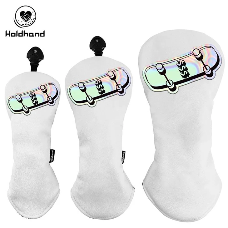 Non-slip Quilted PU Leather Golf Wood Headcover, Practical Golf Club Head Cover factory