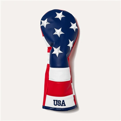 หนัง PU หนังคุณภาพสูง USA Golf Logo Logo Golf Driver Fairway Wood Headcover OEM Golf Club Head