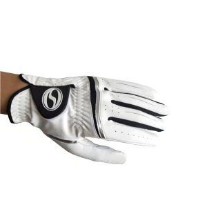 OEM ขายร้อนโลโก้ที่กำหนดเอง Mans แฟชั่นสีขาว-หนังแกะสีดำ/ถุงมือกอล์ฟระบายอากาศ