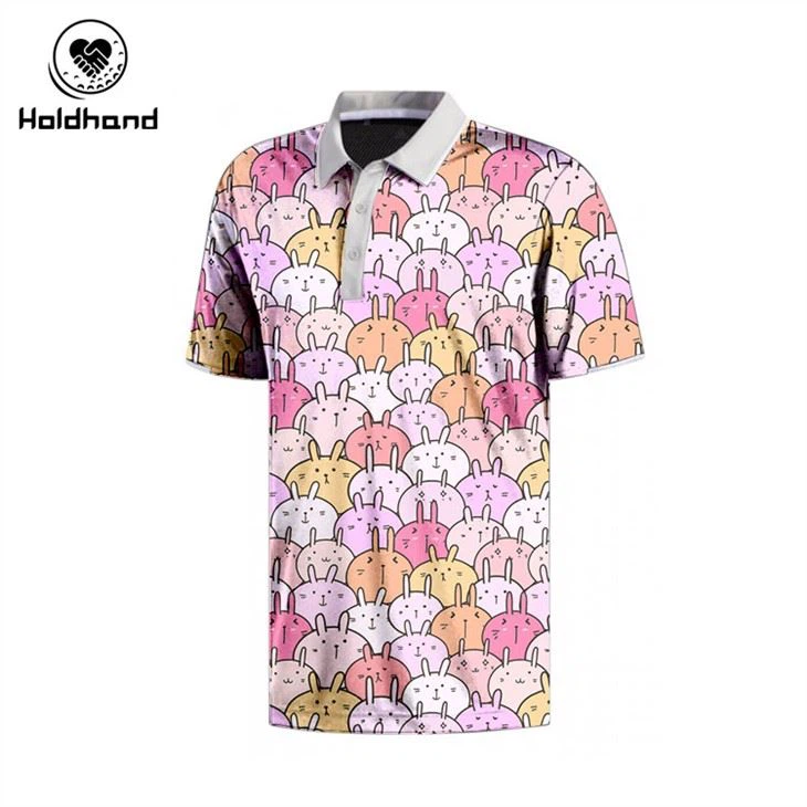 Cartoon Rabbit Series - Pink Rabbit เสื้อโปโล Golf Sportswear