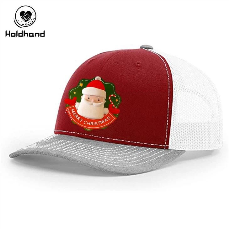 Christmas Holiday Design Trucker Hat Mesh Baseball Cap Adjustable Snapback Custom