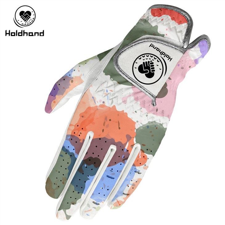 Ladies & Mans ถุงมือกอล์ฟ Art การออกแบบการพิมพ์ที่มีสีสัน PU Synthetic Leather ผู้ค้าส่ง