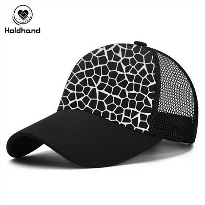 หมวกกอล์ฟ หมวกแก๊ปสีดำ พิมพ์ลายสีขาว